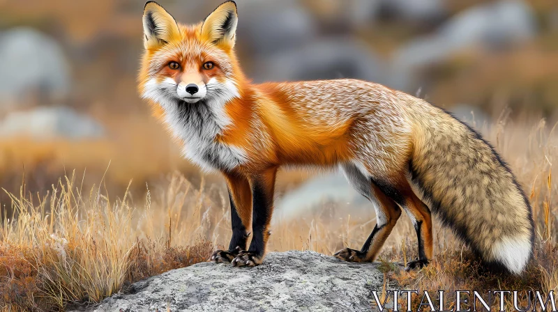 Striking Fox Amidst Golden Grass AI Image