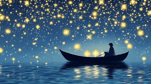Celestial Voyage: A Nighttime Boat Ride