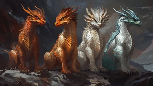 Four Dragons: A Study in Color and Myth