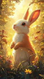Bunny Amidst Lush Forest Light