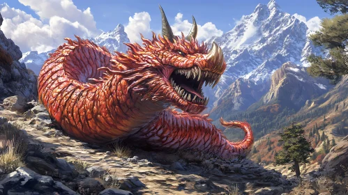 Crimson Dragon's Perch on Mountain Trail