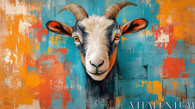 AI ART Colorful Goat Art Piece