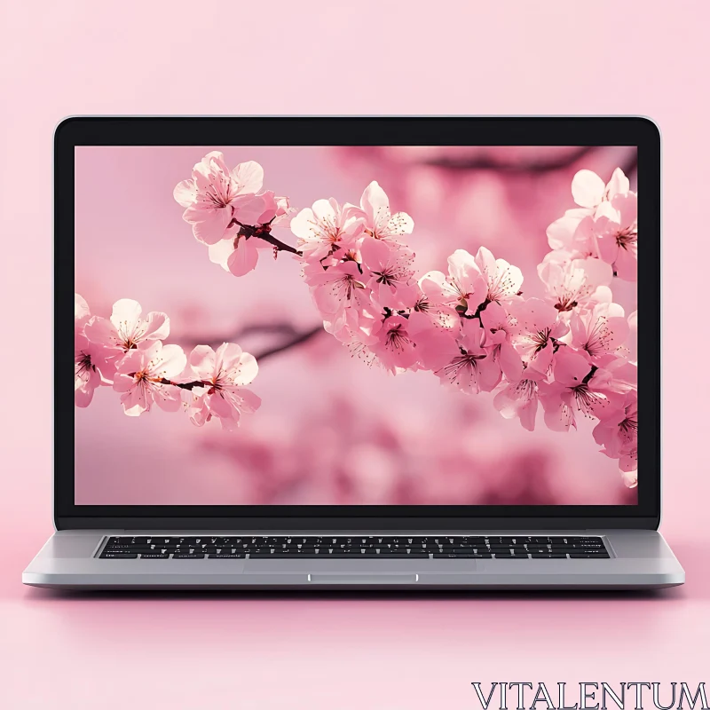 Floral Beauty on Modern Laptop Display AI Image