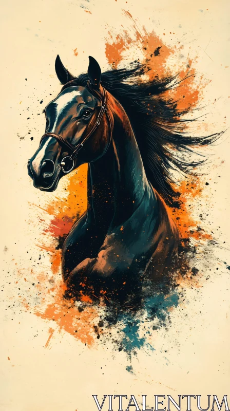 Vivid Horse Art with Color Bursts AI Image