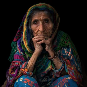 Elderly Woman Portrait with Shawl