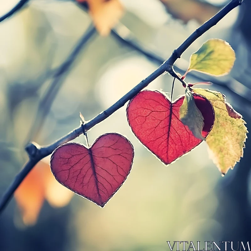 Autumnal Hearts: Leaves of Love AI Image