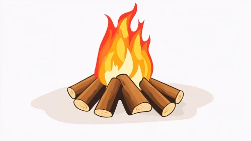 Campfire with Flames and Logs Illustration