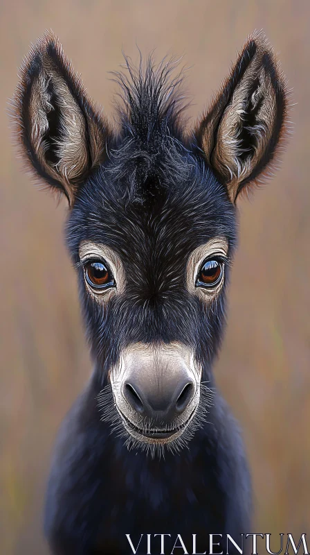 AI ART Young Donkey Close-Up