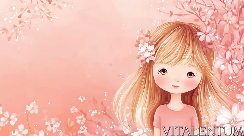 AI ART Blonde Anime Child in Floral Setting