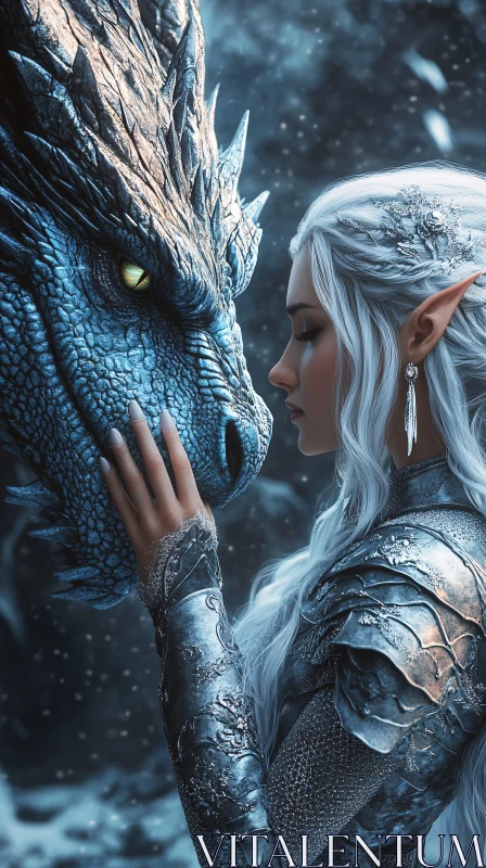 AI ART Dragon and Elf in Harmony