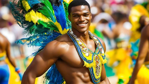 Joyful Carnival Celebration with Smiling Man