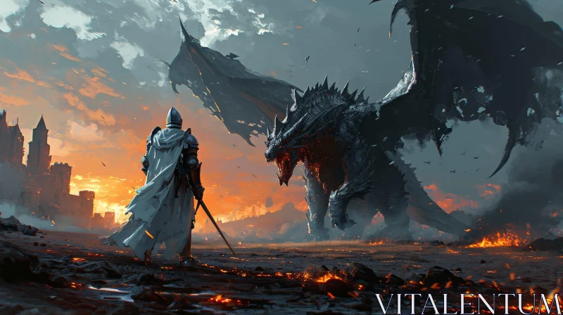 Epic Battle: Knight vs Dragon | Digital Painting AI Image