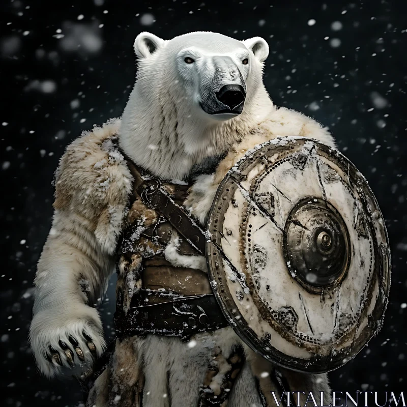 AI ART Armored Polar Bear with Shield