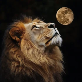 Lion Gazing at Moon