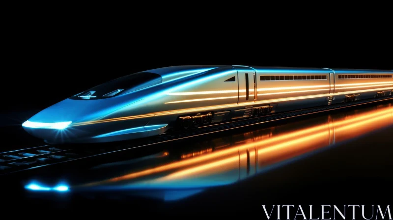Fast and Futuristic Train on Tracks - Stunning Image AI Image