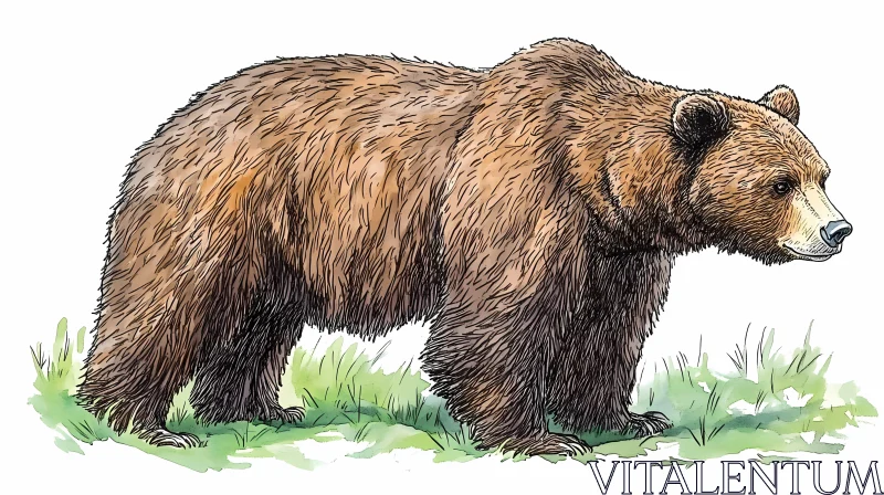 Brown Bear Illustration AI Image