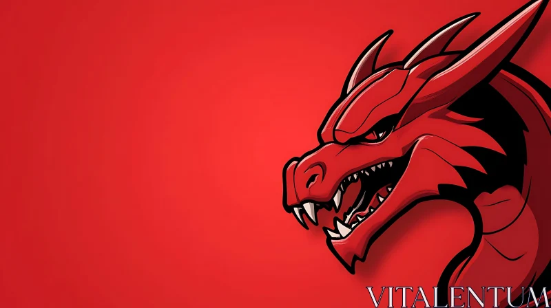 AI ART Stylized Dragon Head on Red Background