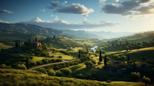Italian Countryside: An Idyllic and Atmospheric Landscape Rendering