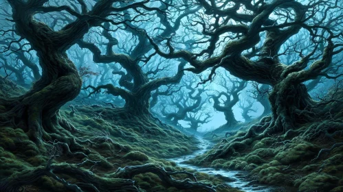 Mysterious and Atmospheric Forest Scene