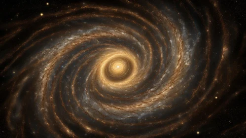 Spiral Galaxy in Space - Dark Gray and Bronze - Hyper-Realistic Atmospheres