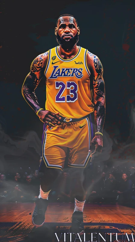 AI ART LeBron James Dominates in Lakers Jersey