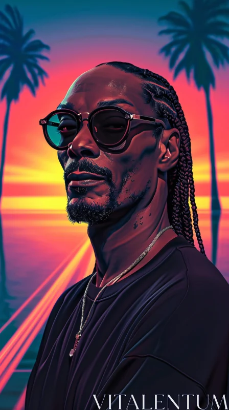 AI ART Snoop Dogg Sunset Portrait