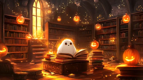 Halloween Ghost Reading in Library