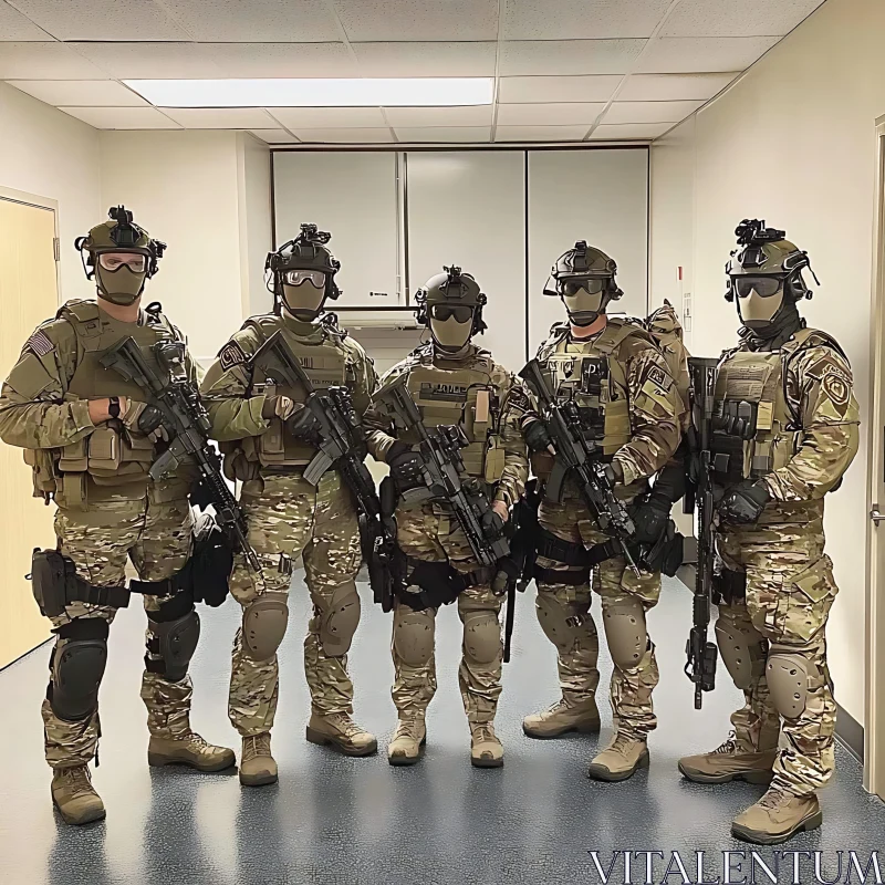 Camouflaged Soldiers Armed AI Image