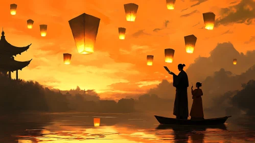 Floating Lanterns Over Still Waters