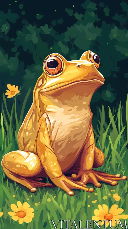 Golden Frog in Nature AI Image