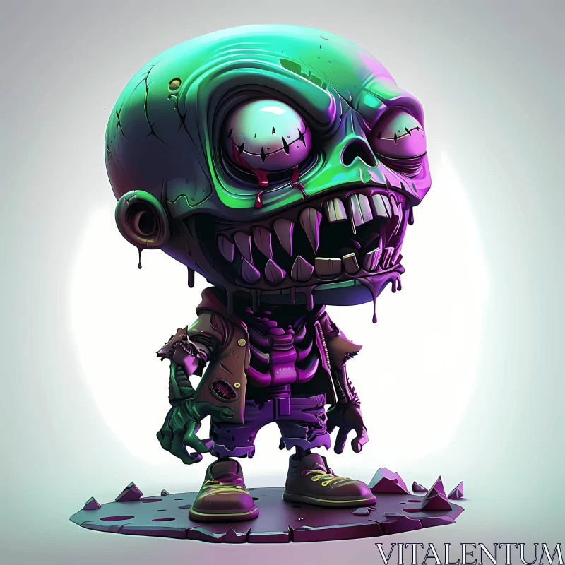 AI ART 3D Cartoon Zombie in Casual Outfit