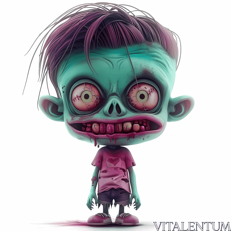 AI ART 3D Rendered Friendly Cartoon Zombie Boy