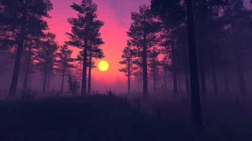 Serene Woodland Sunset