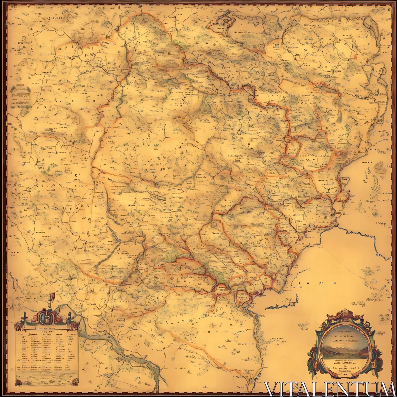 Historical Cartography: An Antique World Map AI Image