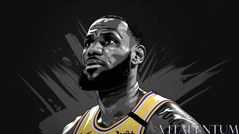 AI ART LeBron James Basketball Portrait Art