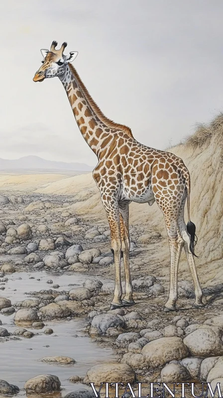 Majestic Giraffe Amidst the Savannah AI Image