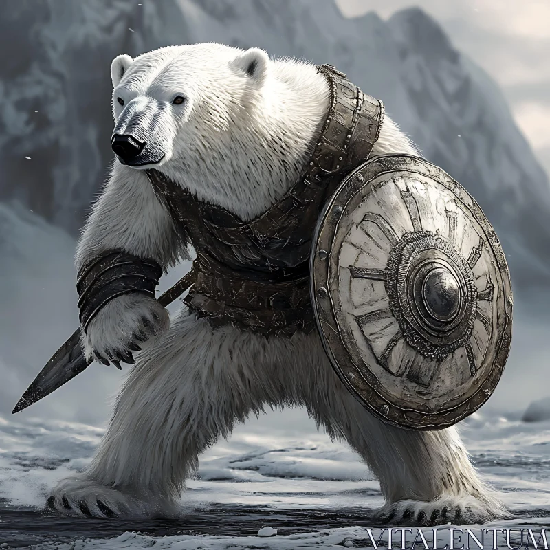 AI ART Fantasy Polar Bear Battle Ready