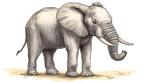 Elephant Drawing and Wildlife Art
