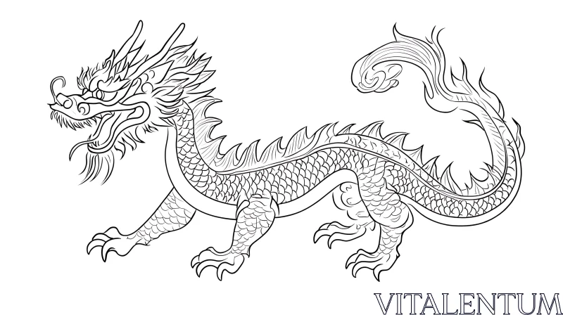 Detailed Dragon Drawing on White AI Image