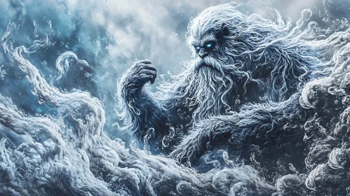 Winter Monster Rising from Snowy Depths