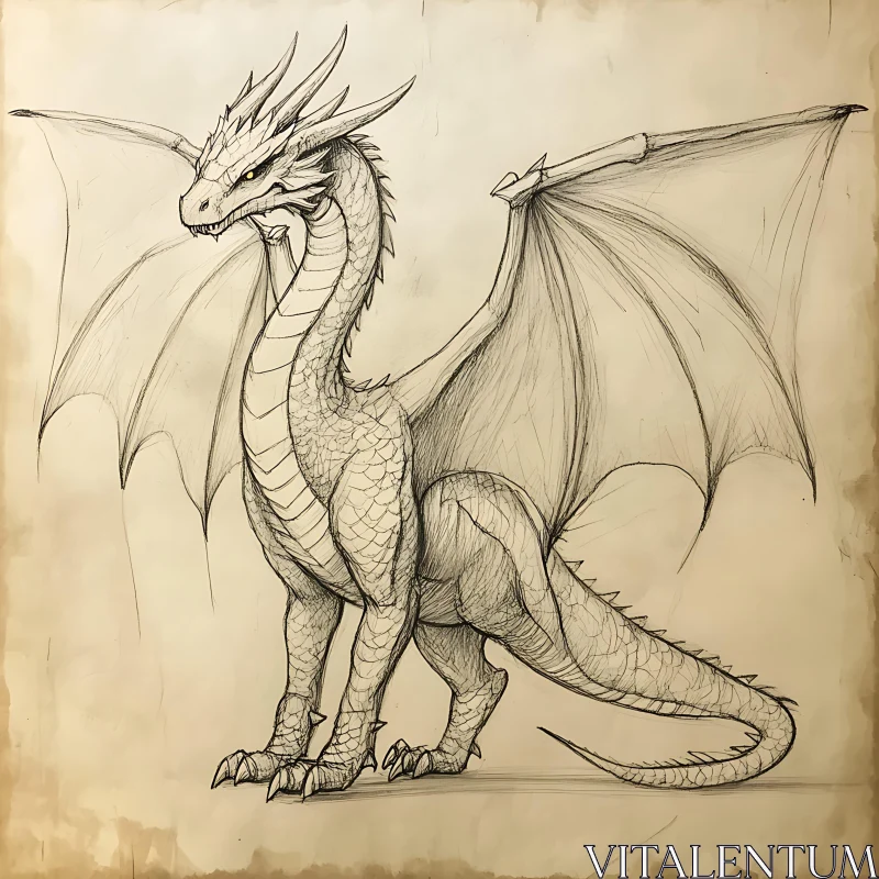 AI ART Pencil Drawing of a Dragon