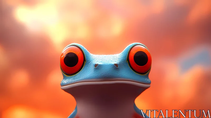 Vivid Frog Portrait at Sunset AI Image