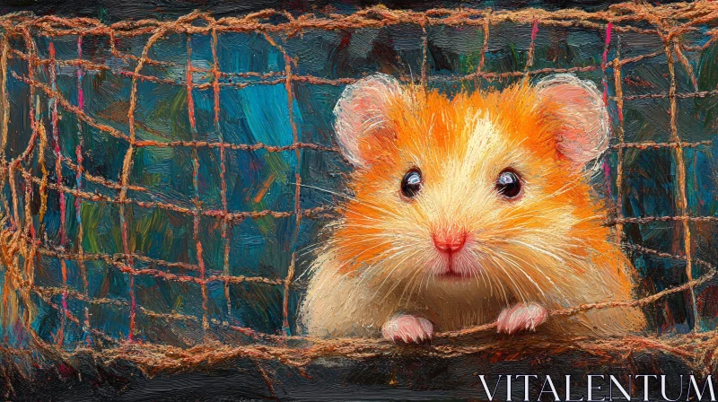 Hamster in a Wire Cage Artwork AI Image