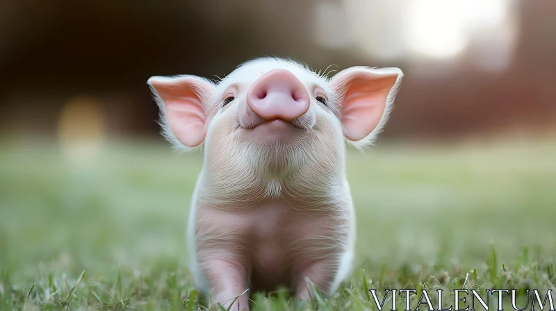 Playful Piglet Portrait in Natural Setting AI Image