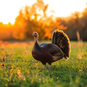 Wild Turkey in Autumn Meadow
