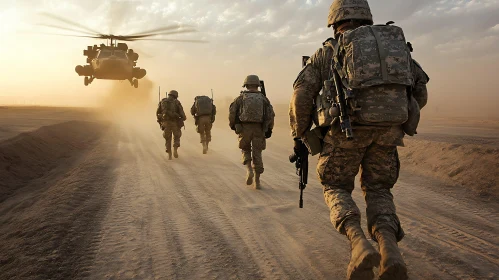 Military Patrol in Desert Landscape