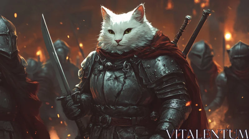 Armored Cat Ready for Battle AI Image