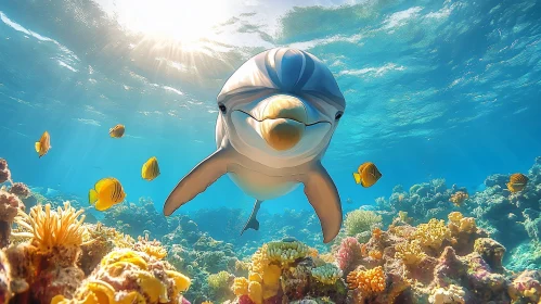 Joyful Marine Life Scene with Dolphin