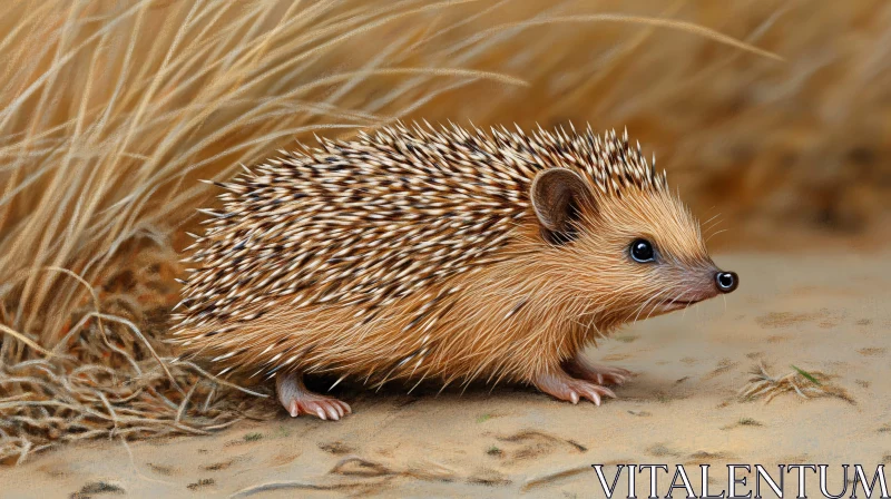 Wild Hedgehog in Grass AI Image