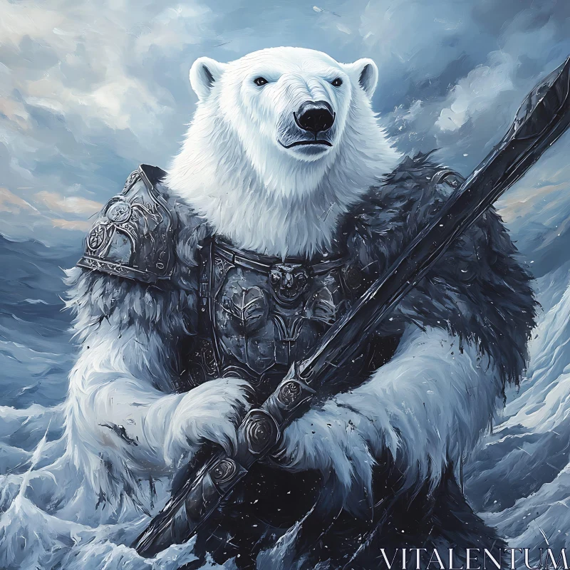 Polar Bear Knight on the Sea AI Image